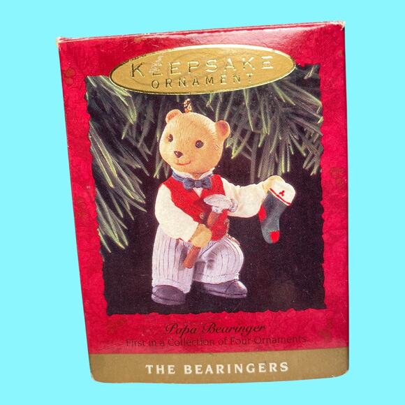 Vtg 1998 Bearinger Bear Hallmark Christmas Ornament First in Collection of 4 - Picture 3 of 4